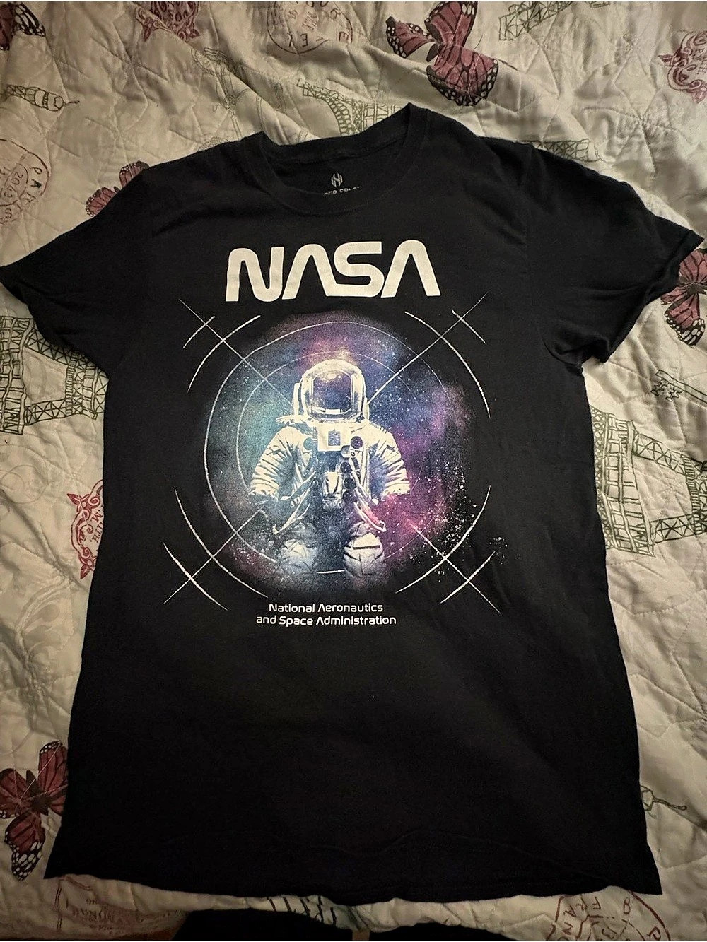 Hyper Space NASA Astronaut Graphic Tee in Black Medium